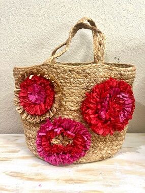 Chico's Jute Flower Tote
